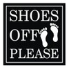 SHOES OFF PLEASE Square Wall Door Sign - Black (Small)
