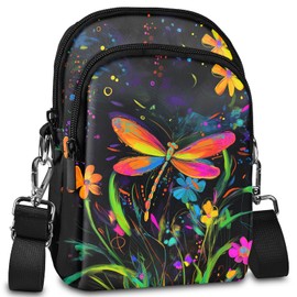 FyLybois Dragonfly Crossbody Purse Small Crossbody Bags for Women Stylish Phone Bag Waterproof Wallet with Card Slots Adjustable Strap