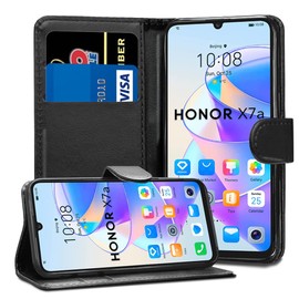 GAPlus Honor X7a Leather Case - Black Premium Wallet Case Leather Flip Cover With Card Holder & Magnetic Closure