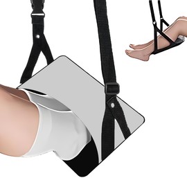 Ruhuayoupin Airplane Foot Rest Comfortable Travel Footrest Accessories Adjustable Foot Hammock for Plane,Ergonomic Airplane Travel Essentials,Portable Office Desk Foot Rest (Grey, 1 Pack)