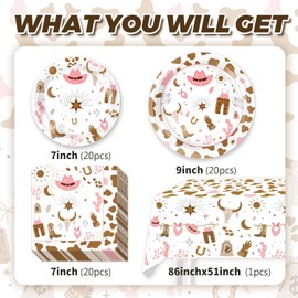 Western Cowgirl Party Decorations, Rodeo Party Supplies Include Tablecloth, Plates, Napkin for Wild West Cowgirl Theme Party Decorations Dinnerware