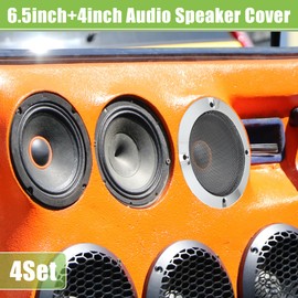 VekAuto Universal 4" 6.5" Lautsprechergrills Abdeckung Gitter Runde Audio Subwoofer Schutz mit Montageschrauben, silberfarben - Packung mit 4 Stück