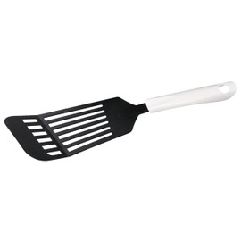 Fackelmann ARCADALINA Large Slotted Turner, Flipping & Turning Tool, Cooking Spatula, Fish Slice Big Burger Flipper, Anti-Scratch, Non-Stick, Heat-Resistant, Dishwasher Safe, Black & White, 31.5x8x2cm