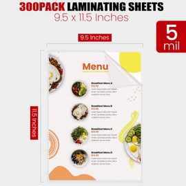 CAREGY Thermal Laminating Pouches,350 Pack Laminating Sheets, 5 Mil, 9 x 11.5 Inches Lamination Sheet Paper for Laminator, Round Corner Letter Size, Office and School Supplies