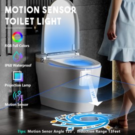 LAVAED 2 Pack Toilet Nights Lights 16 Color Changing,Motion Sensor Activated LED Projection Nightlight USB Rechargeable Toilet Bowl Light Wateproof Cool Gadgets for Bathroom Decor(F16-TL2 2Pack)