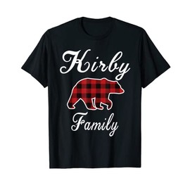KIRBY Family Bear Red Checked Christmas Pyjamas Men Women Gift T-Shirt, black
