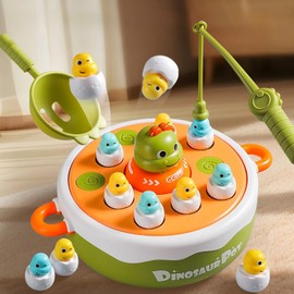 AIMANWEI 4 in 1 Magnetic Fishing for Dinosaur Eggs,Montessori Sensory Toy for Kids Age 4-6,Bounce and Catch Dinosaur Eggs Board Games As Board Games and Bowling,Family Games Toys for Boys Girls