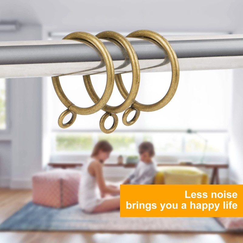 Antique Brass Curtain Rings with Eyelets for Up to 3/4-inch