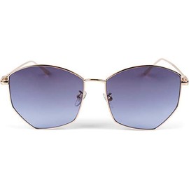 styleBREAKER 09020103 Women's Pilot Sunglasses with Pentagonal Lenses, Tinted Polycarbonate Lenses and Metal Frame, Retro Glasses, Frame gold/glass dark blue tinted