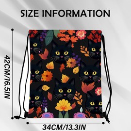 Zewurtuw Drawstring Backpack String Sports Bags for Swimming Waterproof Aesthetic Sackpack for Unisex Women Beach (13"×17")-Cat