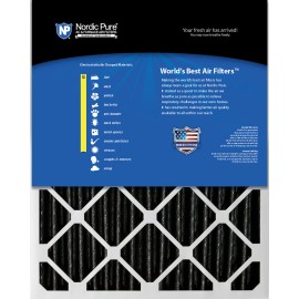 Nordic Pure 10x20x1 (9_1/2x19_1/2) Furnace Air Filters MERV 10 Pleated Plus Carbon 6 Pack