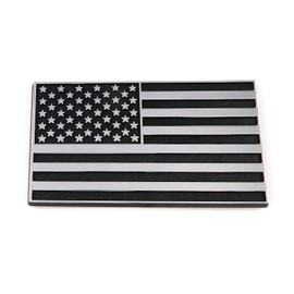 USA Flag Black Chrome Plastic car Track Emblem 3D Decal Sticker 4" x 2.25"