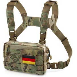 WYNEX Tactical Chest Rig Pack for Men, Running Chest Pocket with Front Loop, Airsoft Recon Chest Rigs for Hunting, Outdoor, EDC Combat, Camogreen, Sports