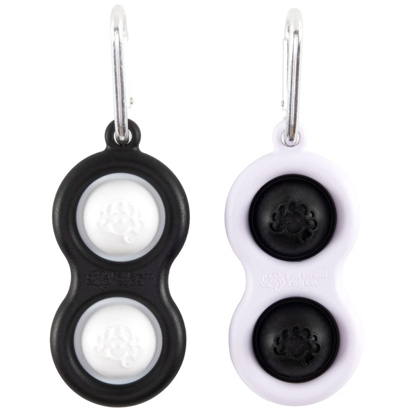 Fat Brain Toys Simpl Dimpl Black & White 2 Pack - Popping Fidget Keychain, Kids & Adults