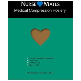 Nurse Mates Medical Compression Pantyhose | 15-20mmHg | Support Hosiery | 1 Pair | Honey Beige | Size D