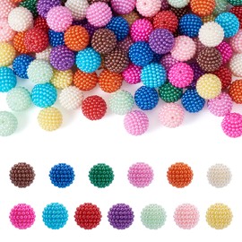 Cheriswelry 104Pcs ABS Plastic Round Beads Red Bayberry Shape Beads Mixed Color Imitation Pearl Acrylic Beads for Jewelry Making Crafts Decorations and Vase Fillers