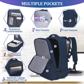 Xkdoai Hand Luggage Travel Backpack Women's Backpack Sports Backpack Laptop Backpack Hiking Backpack Outdoor Daypack School Bag 43 x 27 x 20 cm, pink, Rucksack