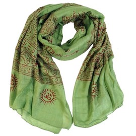 GURU SHOP Thin Baba Scarf, Benares Lunghi, Men/Women, Pink, Synthetic, Size: One Size, Green