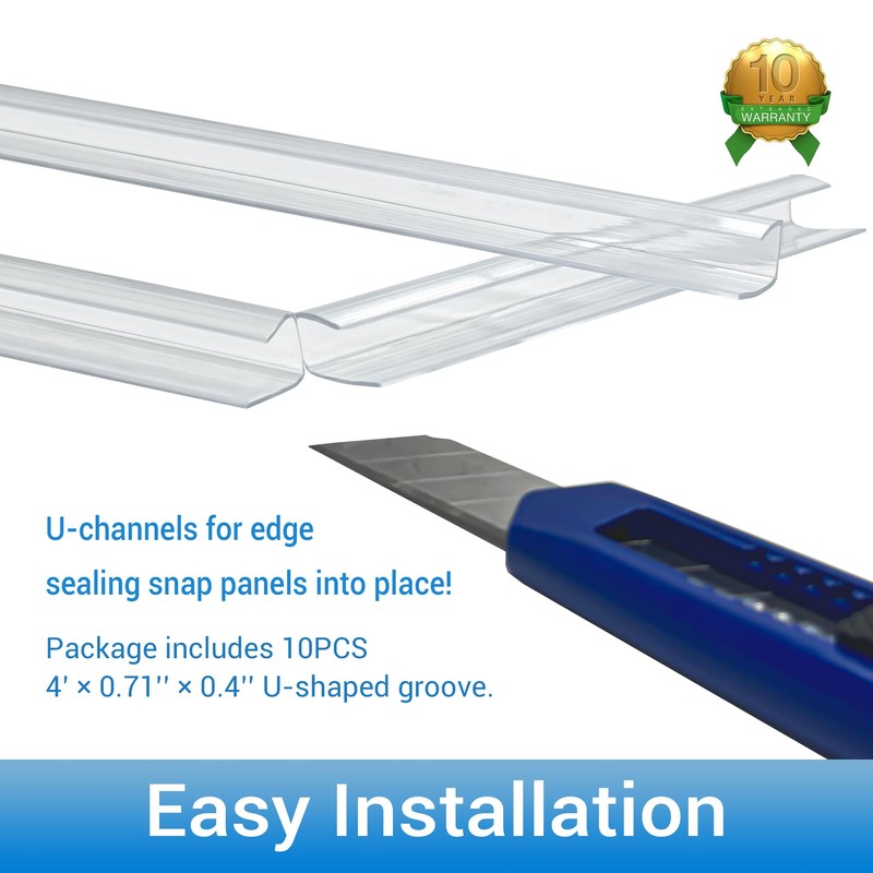 XISOCO 10 PCS Polycarbonate Greenhouse U Connector Profile 4ft Length