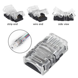 RGBZONE 10 Pack RGB 4Pin LED Strip Connector for 10mm Waterproof RGB 5050 LED Strip, Quick Strip to Wire Connector Without Stripping Wire