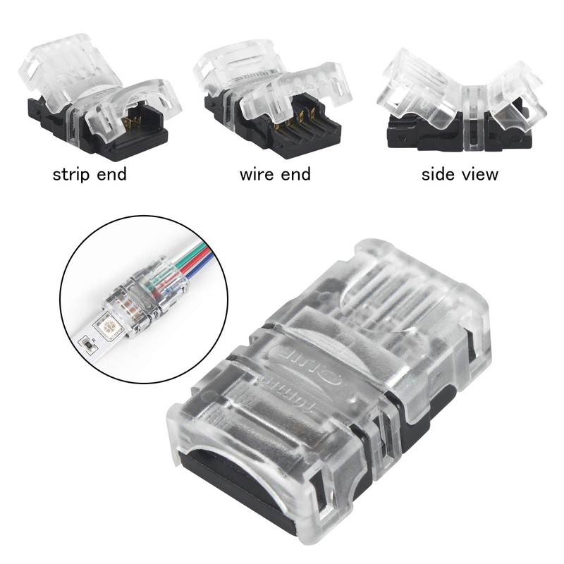 RGBZONE 10 Pack RGB 4Pin LED Strip Connector for 10mm