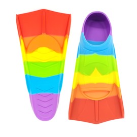Fadgesy Swimming Training Fins,Comfortable Silicone Flippers for Swimming and Diving,Size Suitable Kids Girls Boys Adult (XX-Small, SixColorful-F)