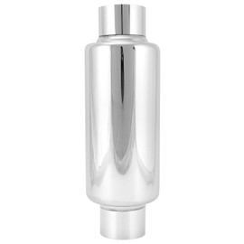 QWORK Universal 2.5" Inlet/Outlet Stainless Steel Muffler - 12" Straight Through Design, Polished Finish