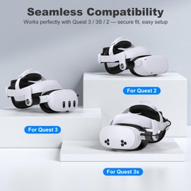 KawayeReal Battery Head Strap for Meta Quest 3/3S/2 with Magnetic, Detachable & Hot-Swappable 6700mAh×2 Batteries and Charging Dock, Extends 4–6H Playtime, Comfortable VR Headset Strap - MQ4002