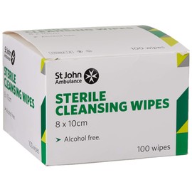 St John Ambulance F115100 Sterile Cleansing Wipes, Pack of 100