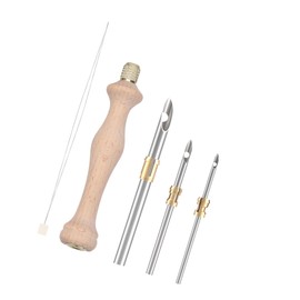 KONTONTY Embroidery Punch Needle Kit Wooden Handle Set for Beginners Cross Stitching DIY Craft Adjustable Heads