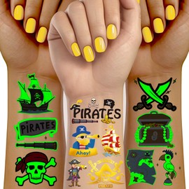 LEADTEAM Pirate Children's Birthday Party, Pack of 34 Pirate Tattoos, Children's Boy Stickers, Pirate Toy, Pirate Game, Pirate Treasure Party, Small Gifts, Children's Party Bags, Children's Birthday