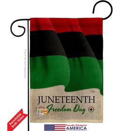 Juneteenth Feedom Day Burlap Garden Flag - Pack Patriotic Historic National Independence African Americans United State USA Vintage Applique - House Banner Small Yard Gift Double-Sided 13 X 18.5