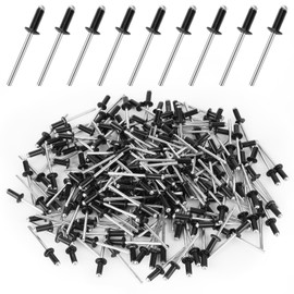 Kayqbonke Pack of 200 Blind Rivets Aluminium Rivets Pop Rivets 4 mm x 10 mm Blind Rivets Anthracite Large Head Black Pop Rivets Blind Rivets Set for Buildings, Ships, Cars and Furniture