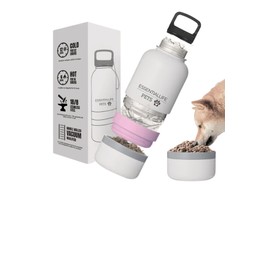 Dog Water Bottle - 2-in-1 Portable Bowl & Dispenser – Leakproof, Portable & BPA-Free – Keep Your Dog Hydrated and Fed On The Go – Ideal for Travel, Hiking, and Walks-32oz-Neutral Grey