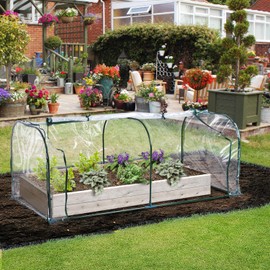 Outsunny 13' L x 3.25' W x 2.5' H Portable Tunneled Greenhouse with 4 Zippered Doors, Water/UV Fighting PVC Cover