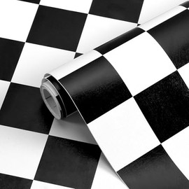 Kitico Black and White Checkered Peel and Stick Wallpaper– Waterproof Removable Vinyl Contact Paper Peel and Stick – Renter Friendly Bathroom Wallpaper 17.7" x 78"