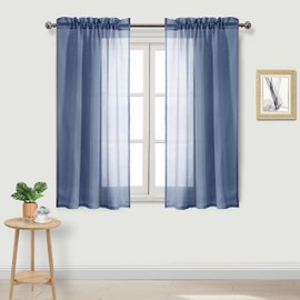 DWCN Sheer Curtains, Semi Transparent Voile Rod Pocket Window Treatments for Bedroom and Living Room, Set of 2 Panels,Blue Haze,W52 x L54