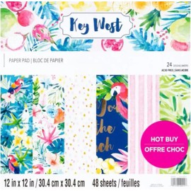 Recollections KEY WEST 12x12" Paper Pad 48 Sheets Scrapbook Tropical Colorful