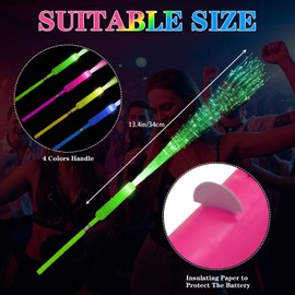 Yomwig 24Pcs Glow Fiber Wands Sticks, Fiber Optic Wand Bulk, Glow in The Dark Party Supplies, New Year Party Favors, LED Flashing Sticks for Christmas Birthday Wedding Bachelorette Concerts Clubs
