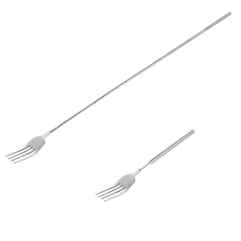 Haosie Extendable Fork, 8.7 to 25.4 Inch Long Prank, Telescopic BBQ Dinner Fruit Dessert Extended Tableware, Sturdy Stainless Steel (1pcs)