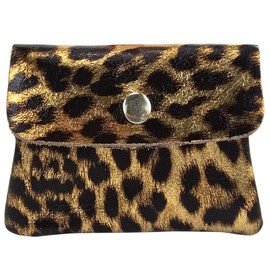 modamoda de P09 Women's Coin Purse Small Leather Made in Italy P09, Leo Gold Metallic, XS, Handy