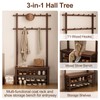 AQIMUELE Hall Tree, Coat Rack with Shoe Storage, Wooden Hall
