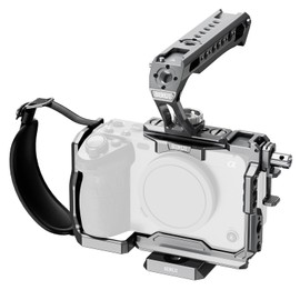 SIRUI FX3/FX30 Camera Cage Camera Cage with Top Handle, Camera Body with HDMI Cable Clamp, 1/4 Inch - 20 Thread Holes, Compatible with Sony FX3/FX30 Original XLR Handle, Grey