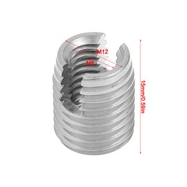 SUS303 Stainless Steel Threaded Inserts, Self-Tapping Slot Thread Insert Nuts for Helical Repair, M8 x 15 mm, Pack of 20