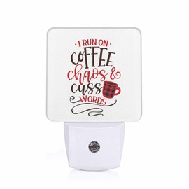 LED Night Light,Funny Saying With Coffee Cup Motivation LED Night Light Plug into Wall with Dusk to Dawn Light Sensor White Energy Efficient Nightlight for Bedroom Bathroom Hallway Living Room Kitchen