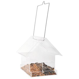 Fallen Fruits Ltd Acrylic Hanging Combi Feeder House Bird, Clear