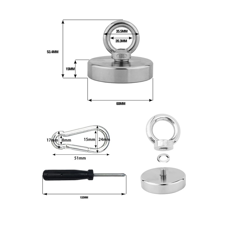 YESCUT Ultra Strong Magnet Hook with Carabiner 【1-Piece Set】 Load