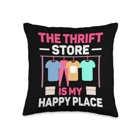 The Thrift Store Happy My Place Thift Shop Second-Hand-Shop Throw Pillow