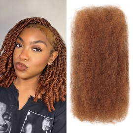 Vecago Afro Kinkys Bulk Human Hair, 4c Curly Hair for Permanent Sister Locs/Mini Twists/Braids/Repair Can Dye and Bleach(18 inch),Auburn Brown