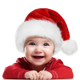 Baby Santa Hat Toddler Christmas Hat: Baby Santa Claus Hats 0-12 Months - Unisex baby Velvet Classic Santa Hat for Christmas New Year